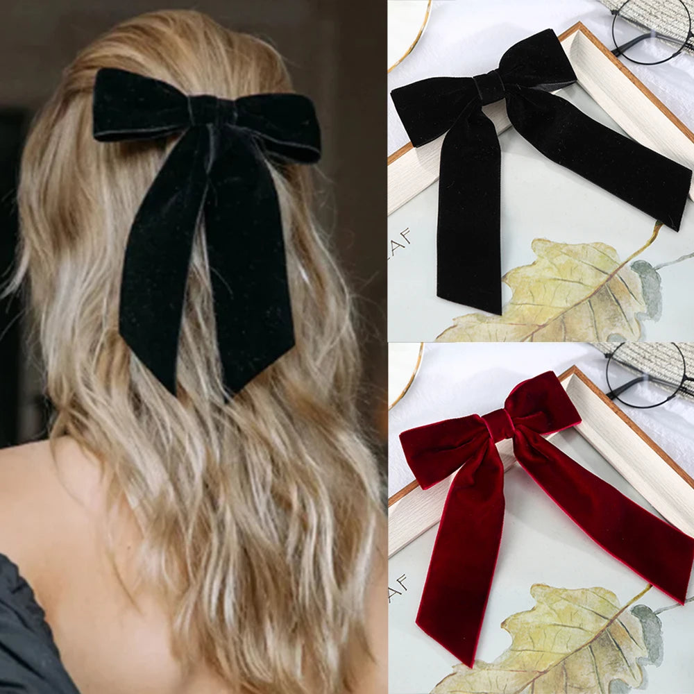 Elegant Velvet Ribbon Bow Hair Clip
