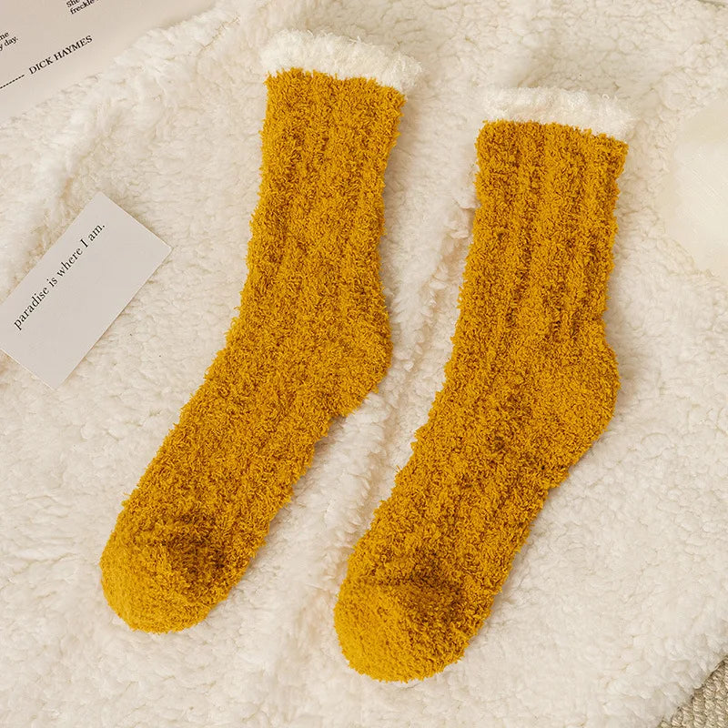 Cozy Cat Claw Coral Velvet Socks for Autumn & Winter