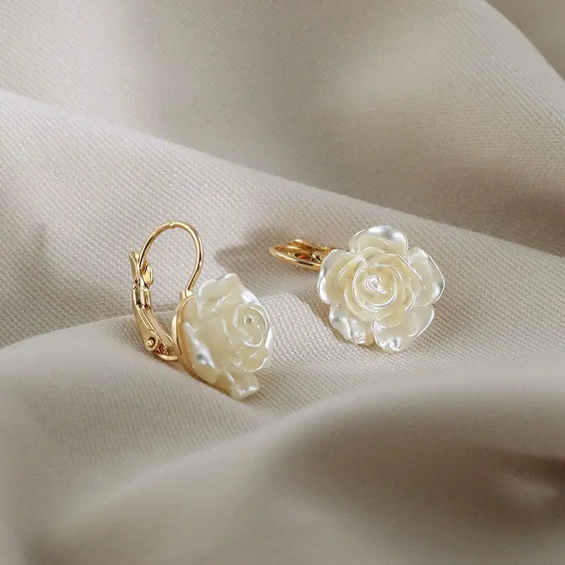 Enamel Multi-Layered Flower Earrings