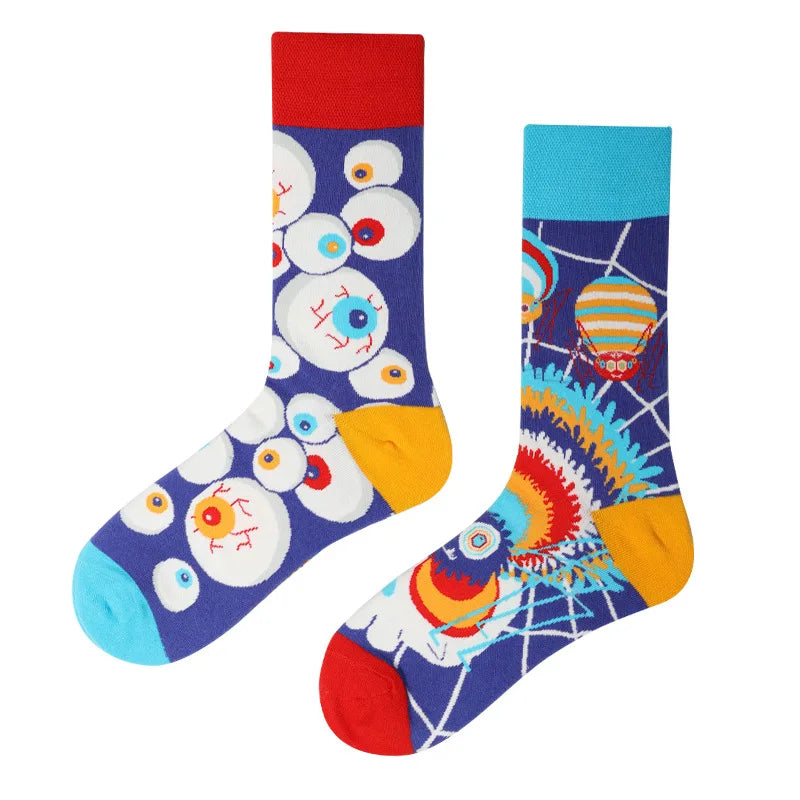 New Fashion Socks AB Asymmetric Mandarin Duck Socks for Men and Women Medium High Tube Cotton Socks