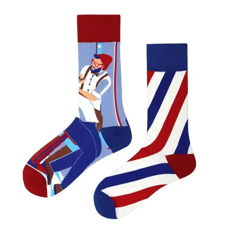New Fashion Socks AB Asymmetric Mandarin Duck Socks for Men and Women Medium High Tube Cotton Socks