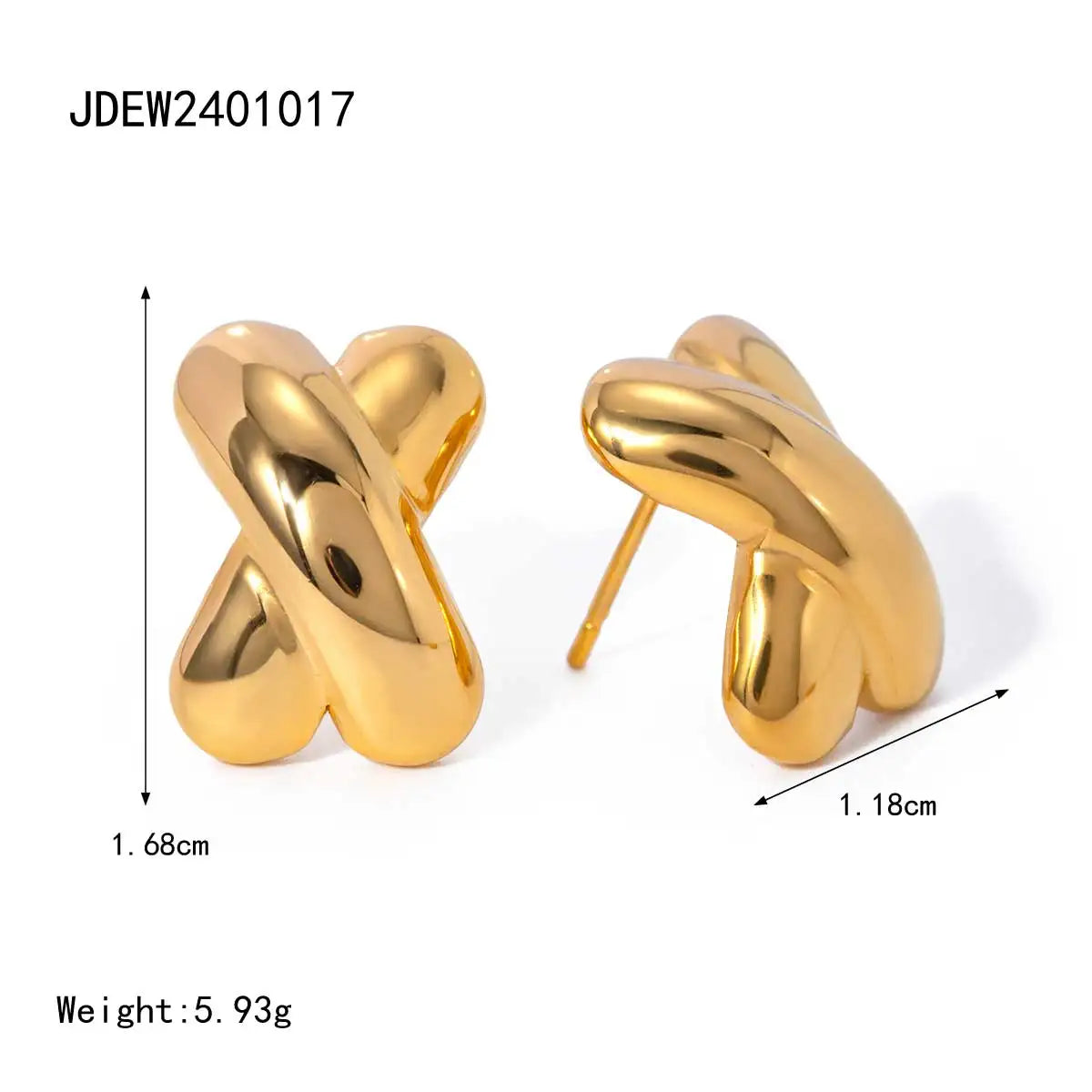 Classical Vintage Golden X-Shaped Stud Earrings