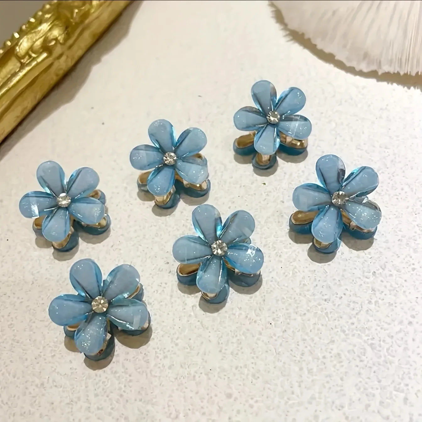 Flower-Shaped Hair Clips with Faux Pearl Accents