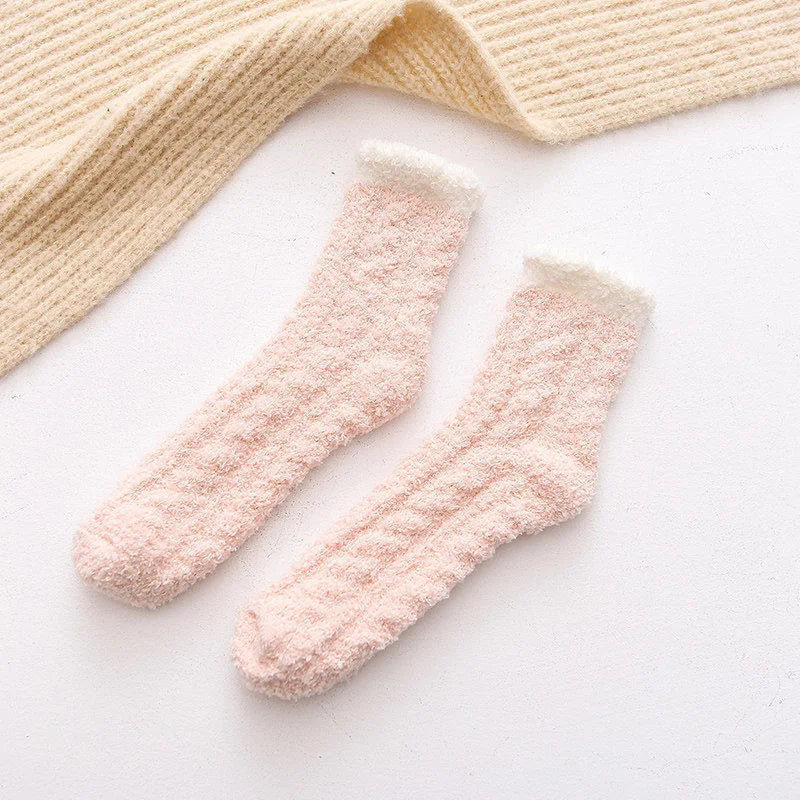 Cozy Cat Claw Coral Velvet Socks for Autumn & Winter