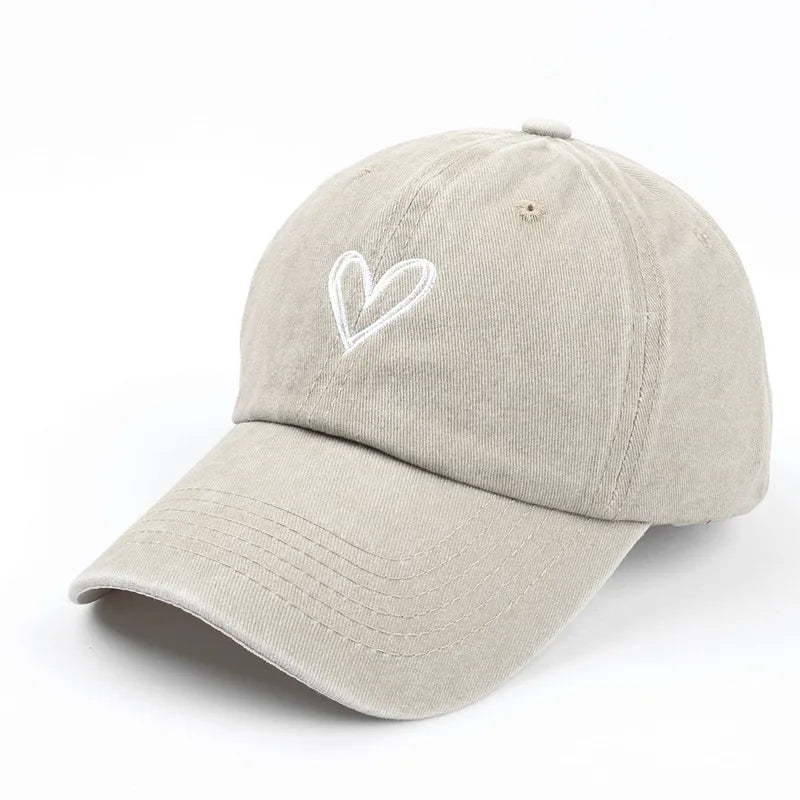 Adjustable Retro Washed Distressed Love Embroidered Basketball Cap