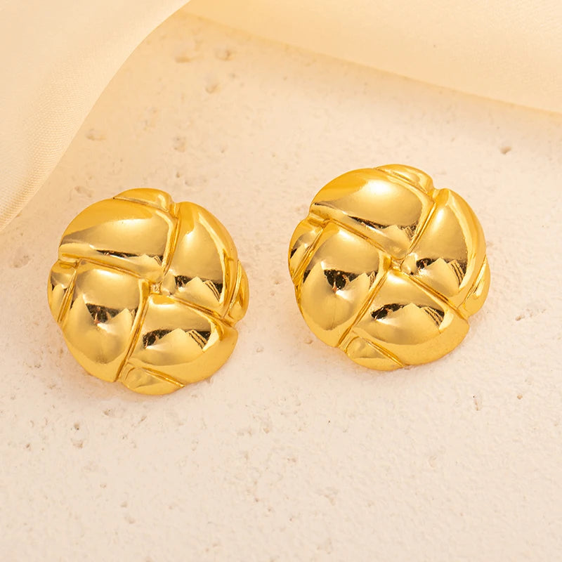 Geometric Pleated Stud Earring Set