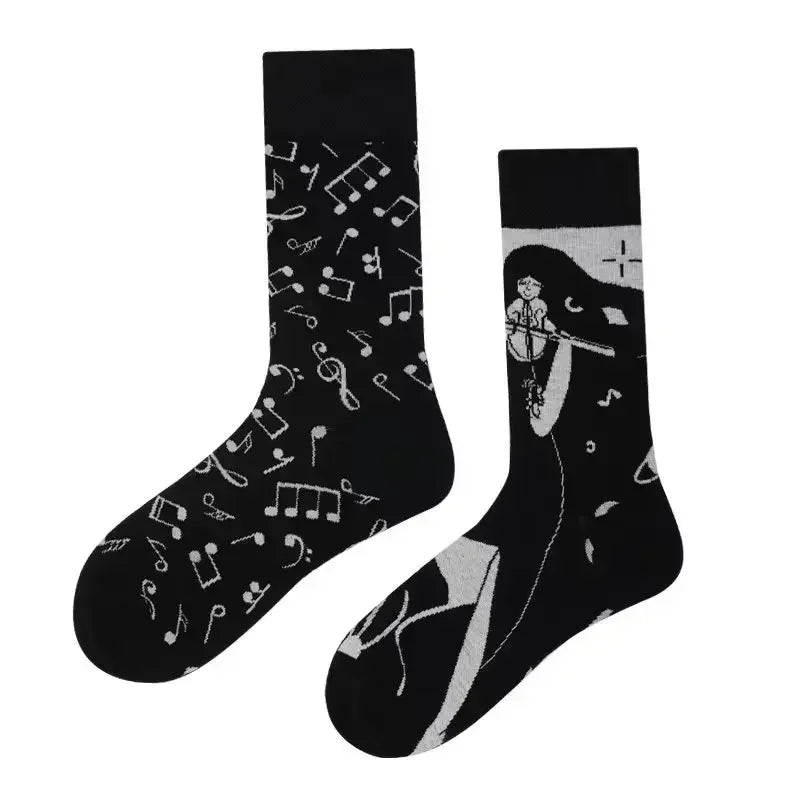 New Fashion Socks AB Asymmetric Mandarin Duck Socks for Men and Women Medium High Tube Cotton Socks