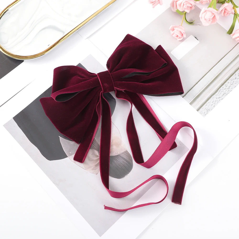 Elegant Velvet Ribbon Bow Hair Clip