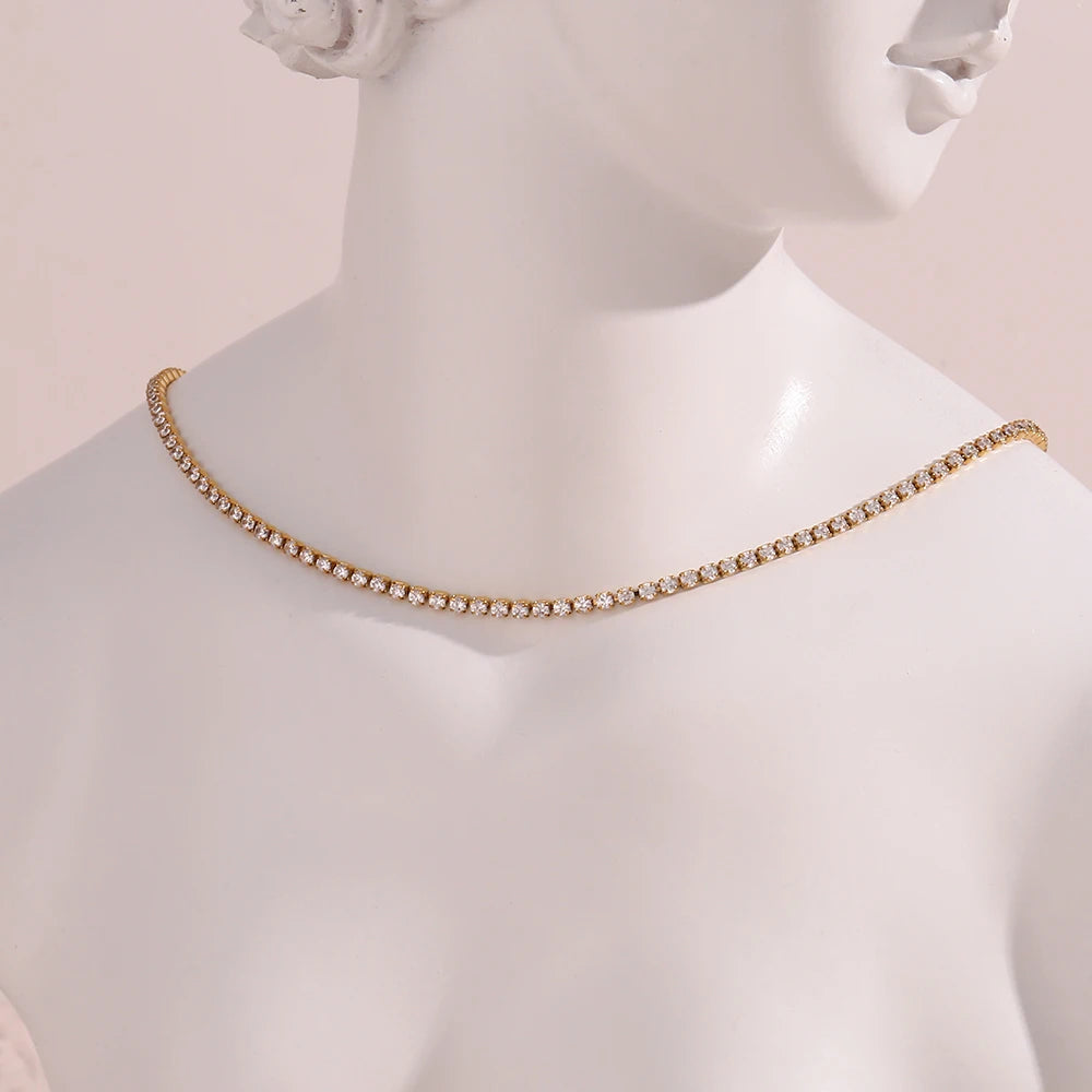 Minimalist Zircon Chain Necklace and Bracelet Set