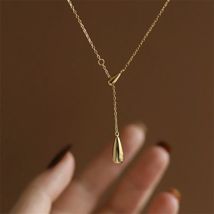 Vintage Elegance Water Droplet Tassel Necklace
