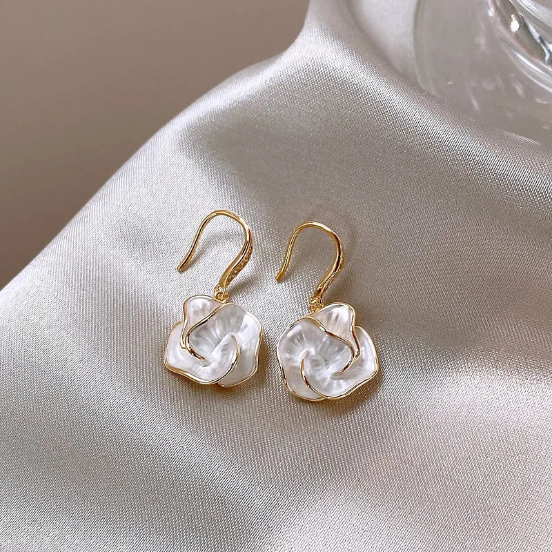 Enamel Multi-Layered Flower Earrings