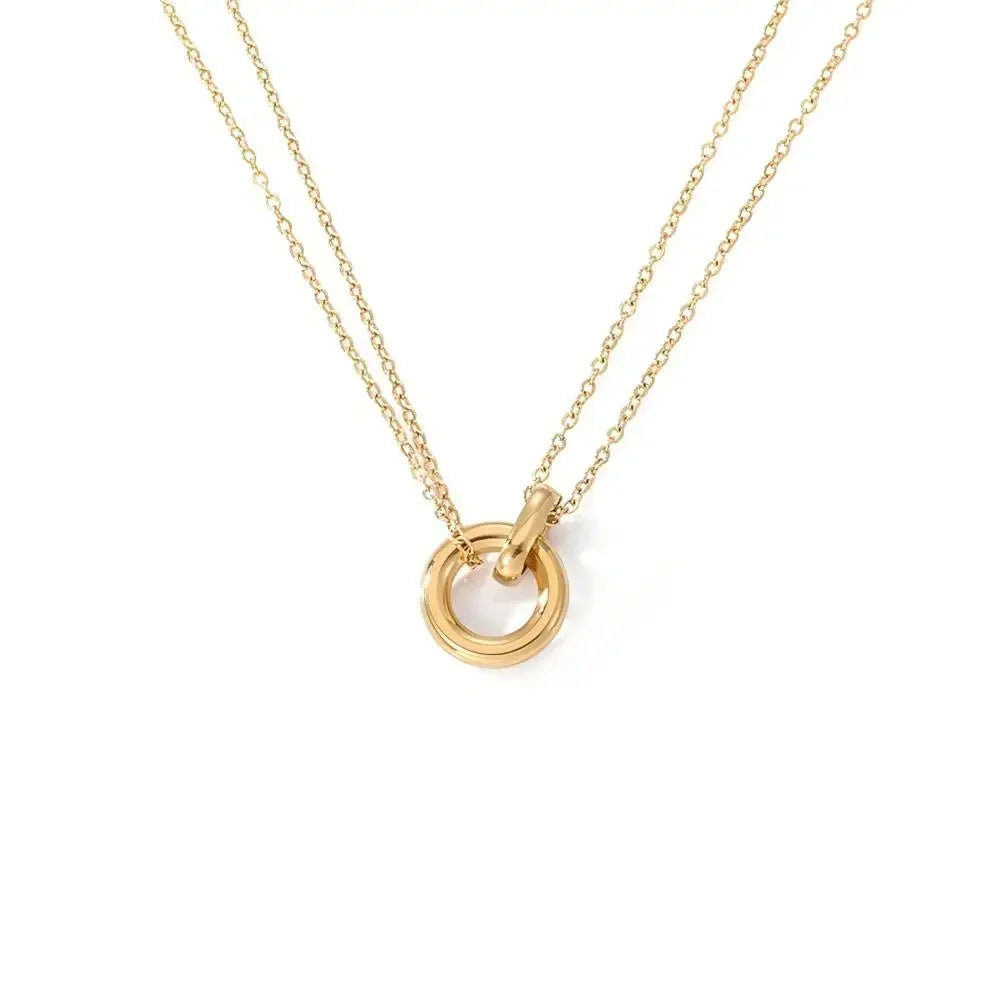 Elysian Harmony Double Circle Pendant Necklace