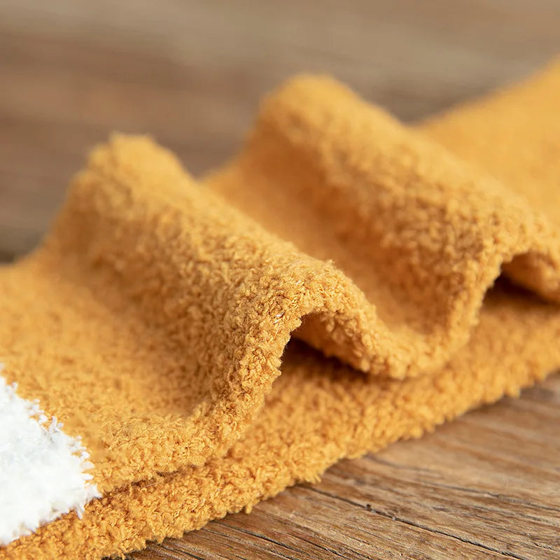 Cozy Cat Claw Coral Velvet Socks for Autumn & Winter