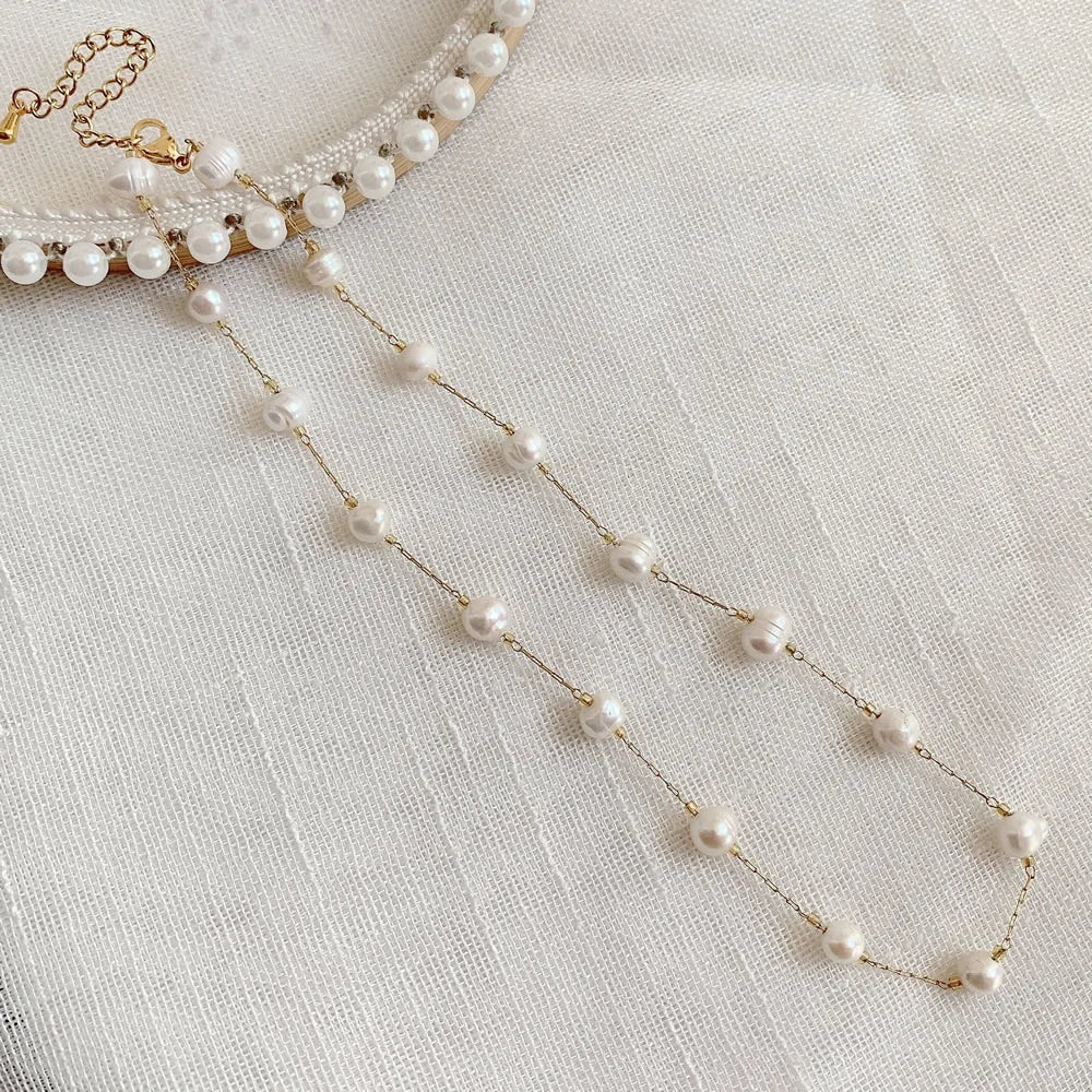 Timeless Freshwater Pearl Choker Necklace On Gold Vermeil Chain