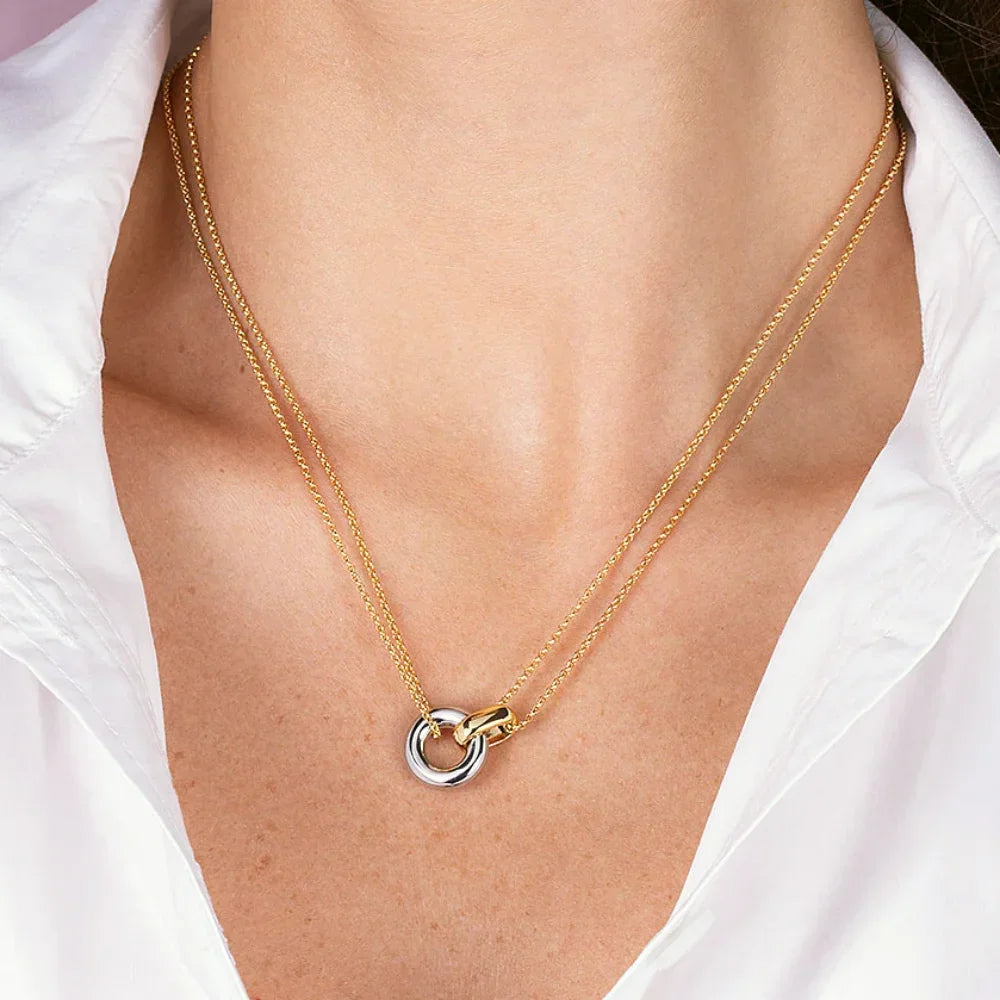 Elysian Harmony Double Circle Pendant Necklace