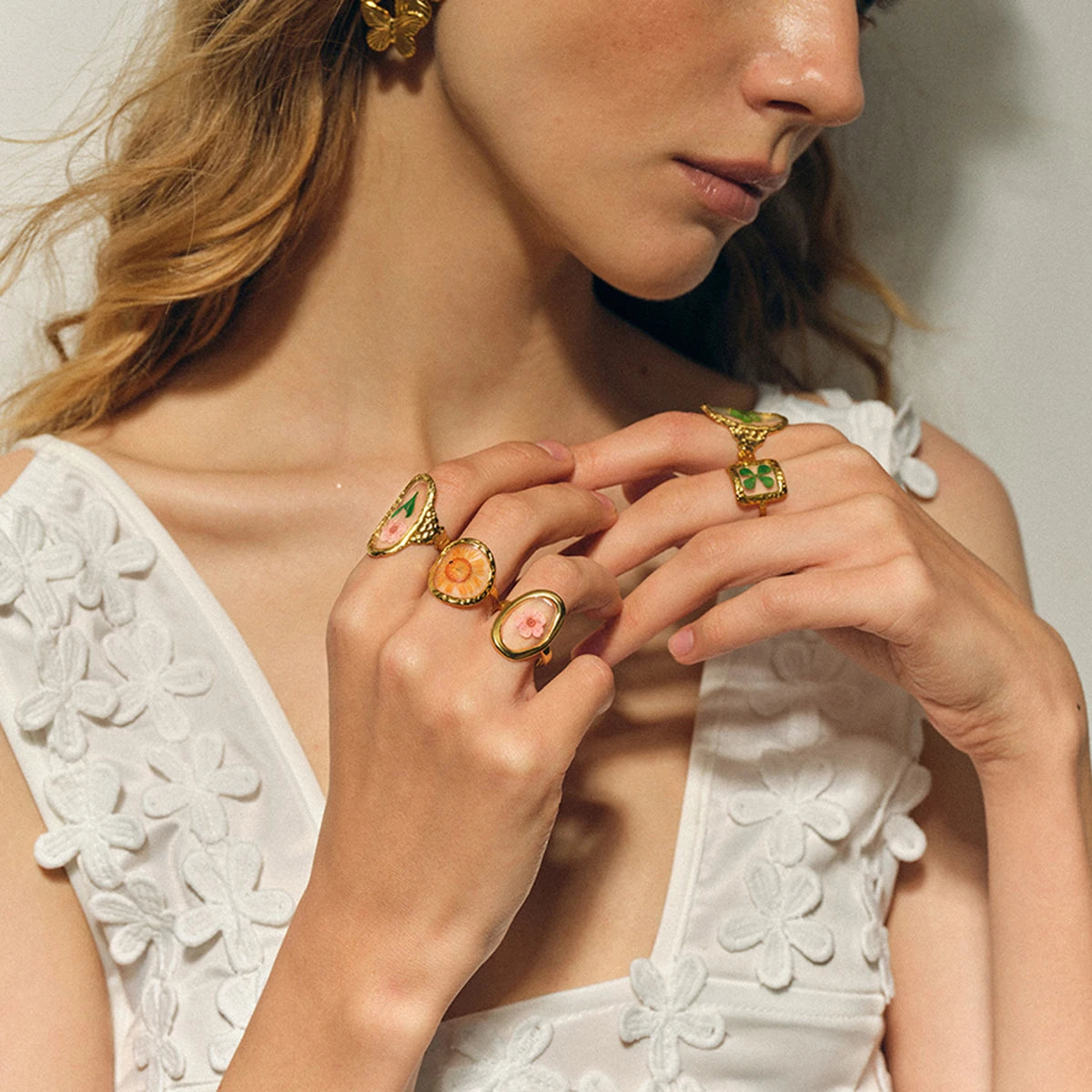 Adjustable Vintage Nature Floral Ring