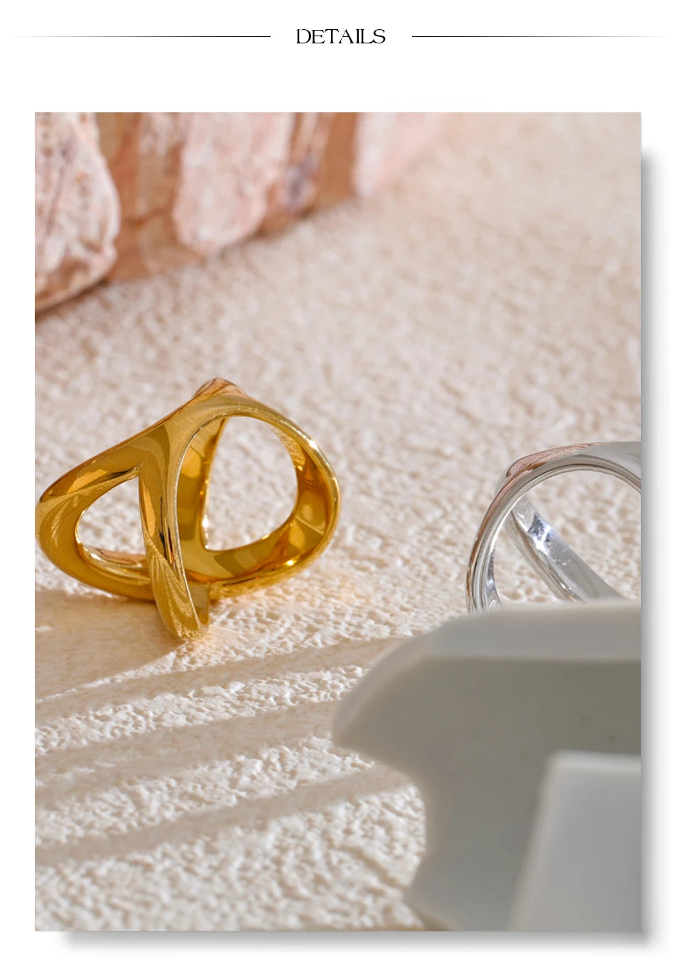 Geometric X-Shape Stainless Steel Statement Ring
