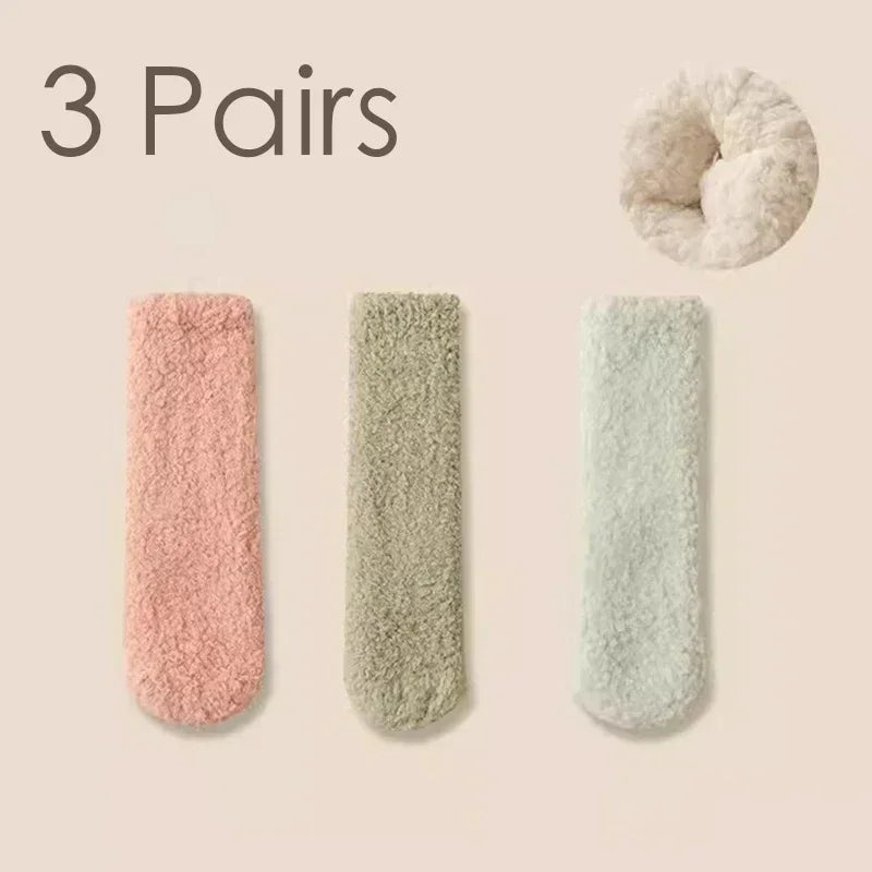 Coral Plush Mid-Tube Slipper Socks for Women