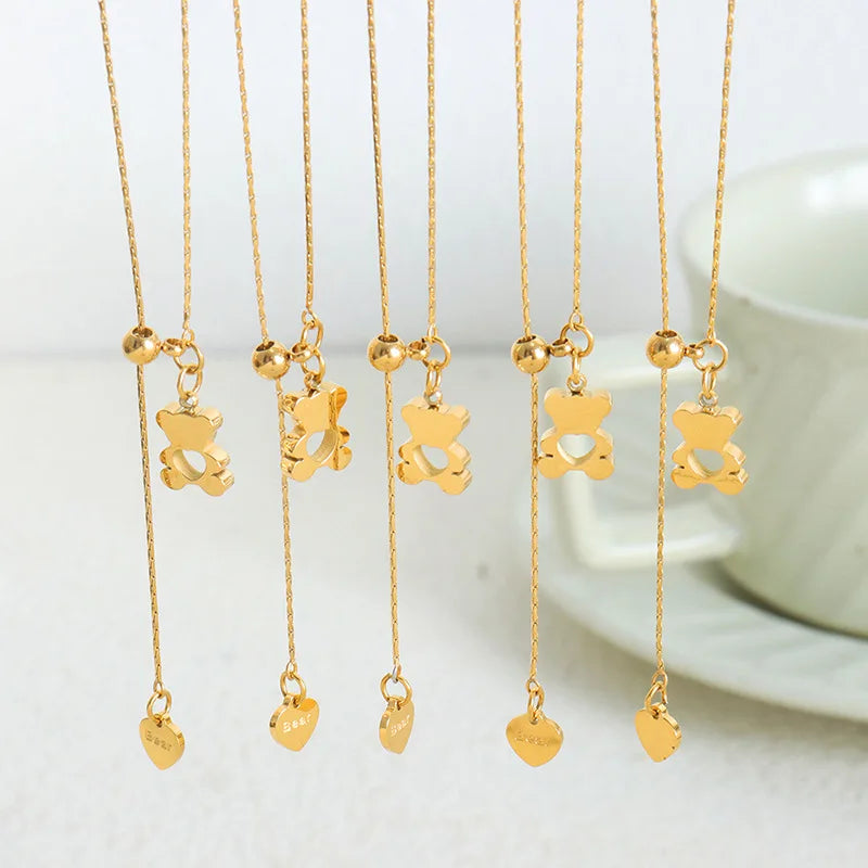 Cuddle Bear Heart Pendant Necklace