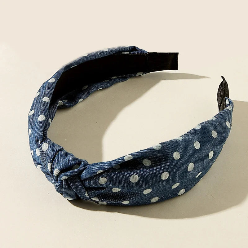 Knotted Denim Print Headband for Women and Girls