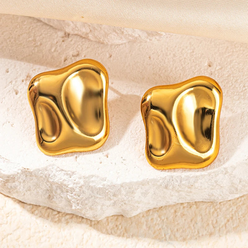 Geometric Pleated Stud Earring Set