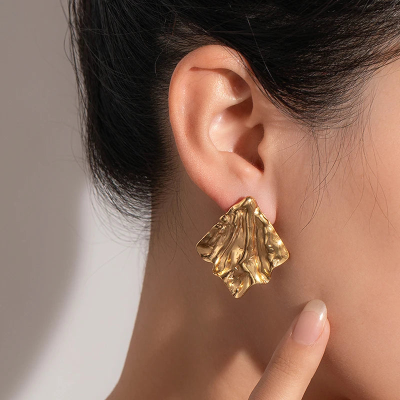Geometric Pleated Stud Earring Set
