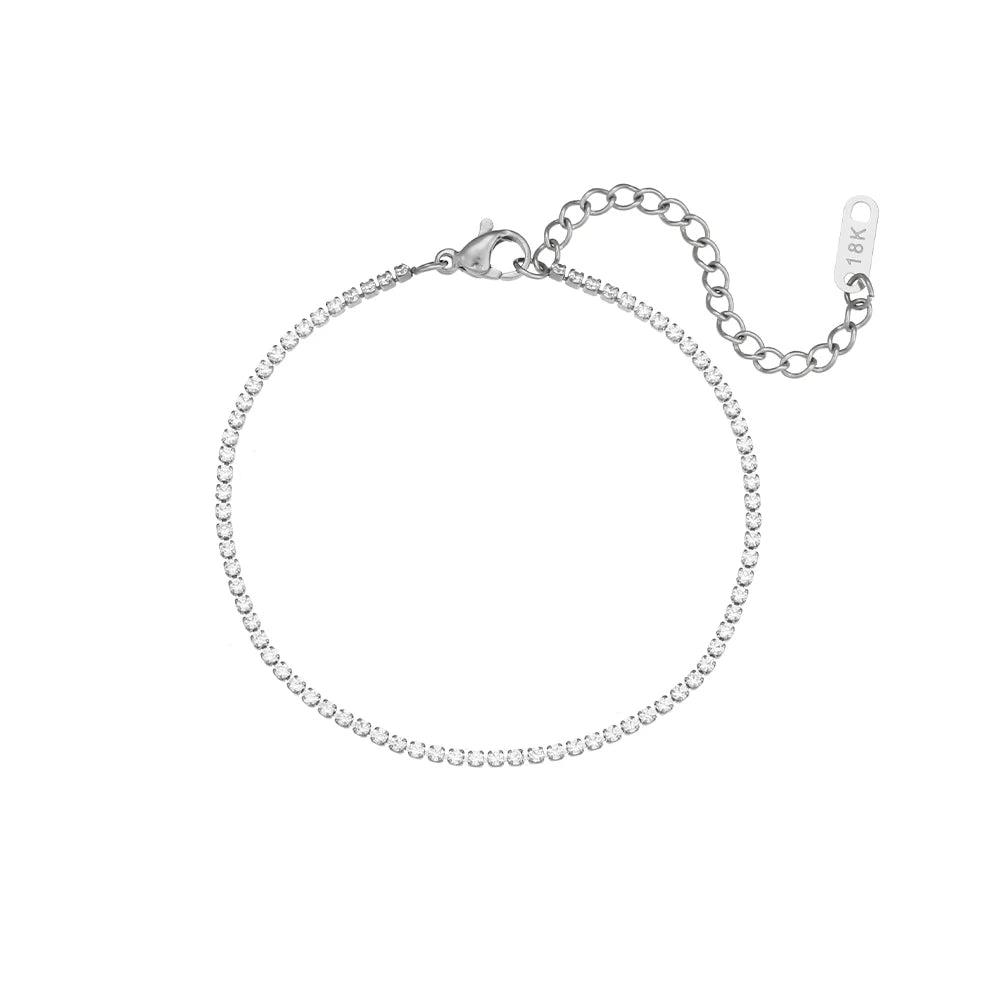 Minimalist Zircon Chain Necklace and Bracelet Set