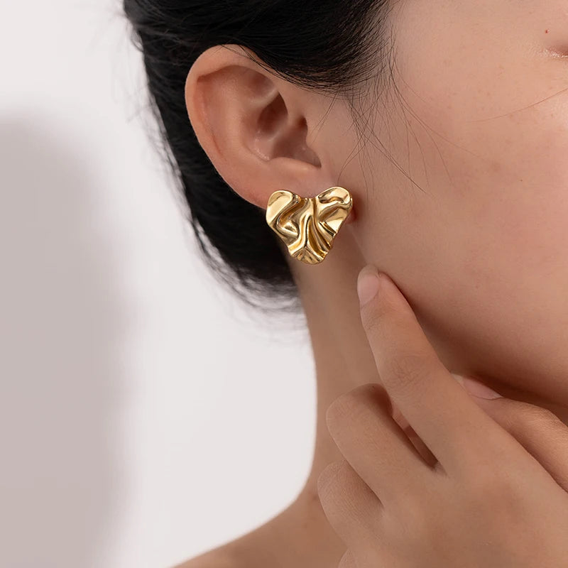 Geometric Pleated Stud Earring Set