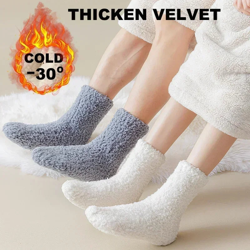 Coral Plush Mid-Tube Slipper Socks for Women