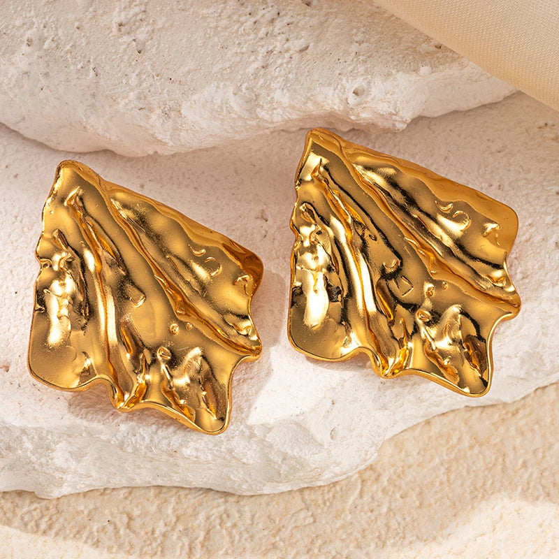 Geometric Pleated Stud Earring Set