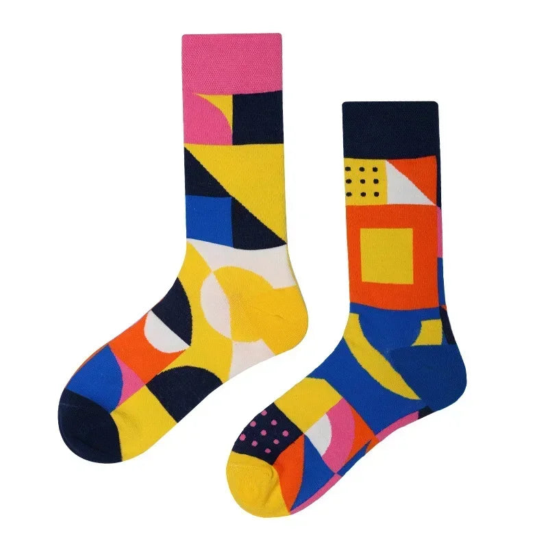 New Fashion Socks AB Asymmetric Mandarin Duck Socks for Men and Women Medium High Tube Cotton Socks