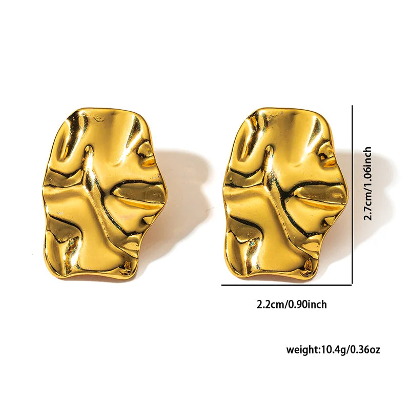 Geometric Pleated Stud Earring Set