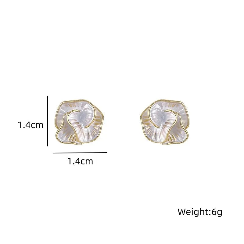 Enamel Multi-Layered Flower Earrings
