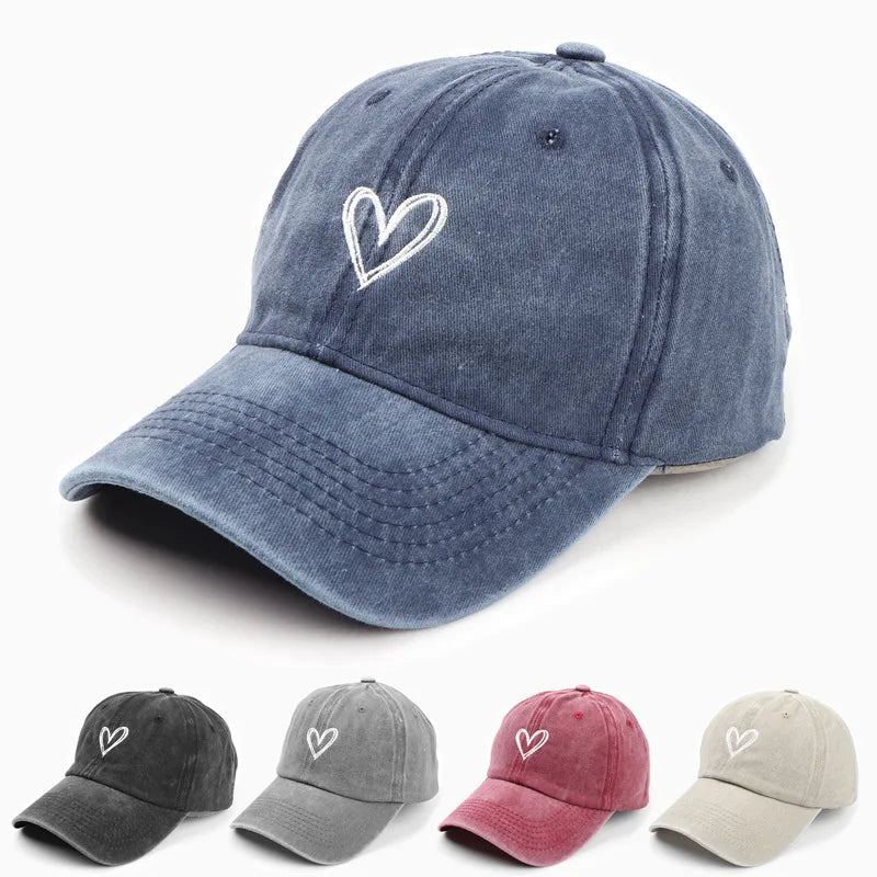 Adjustable Retro Washed Distressed Love Embroidered Basketball Cap