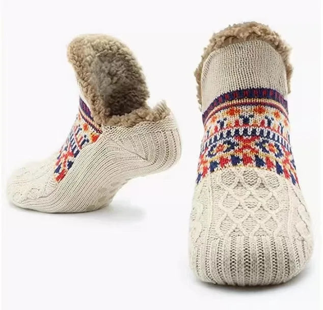 Cozy Fluffy Thermal Floor Socks – Non-Slip Soles Soft Slippers for Home