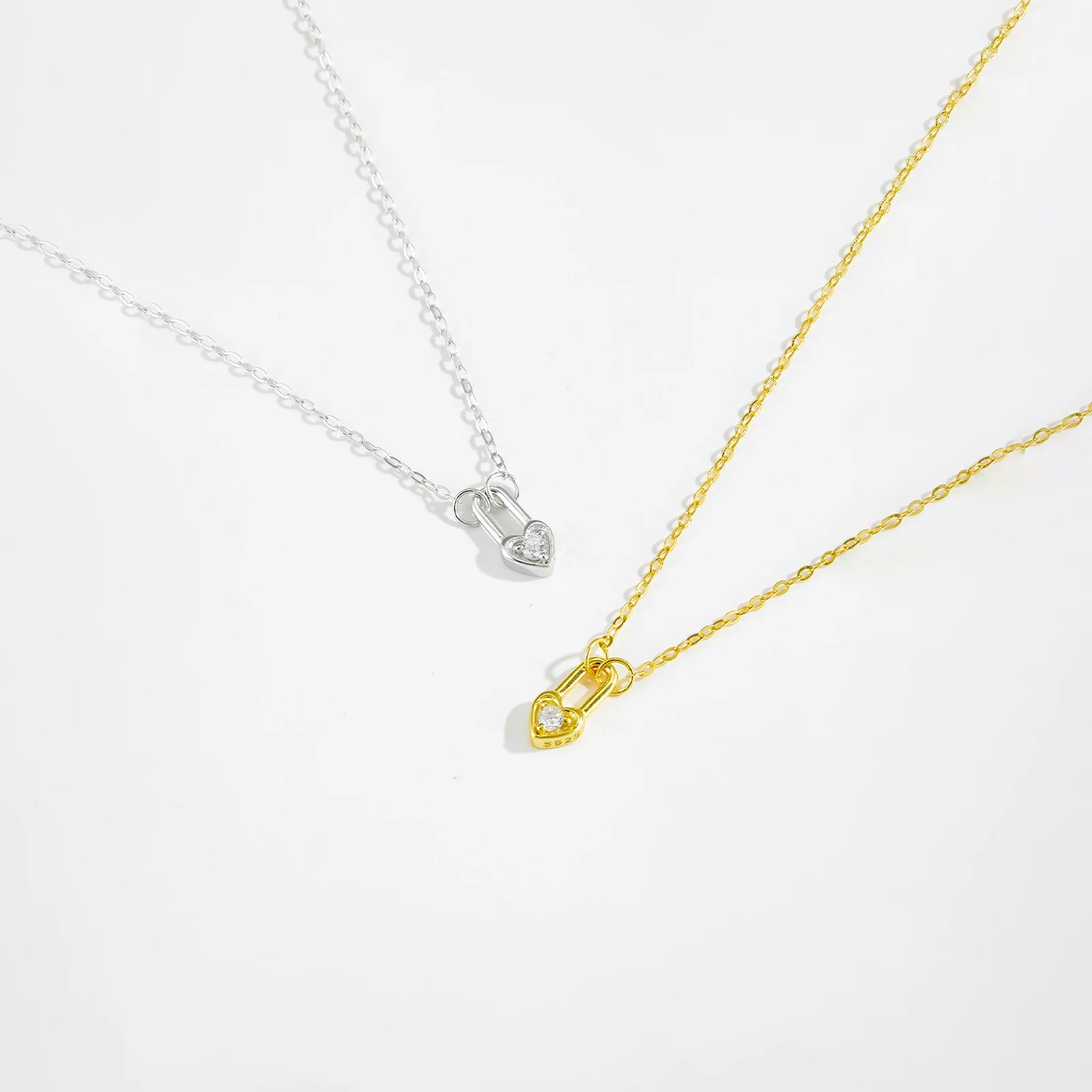 Chic Heart Padlock Necklace with Key