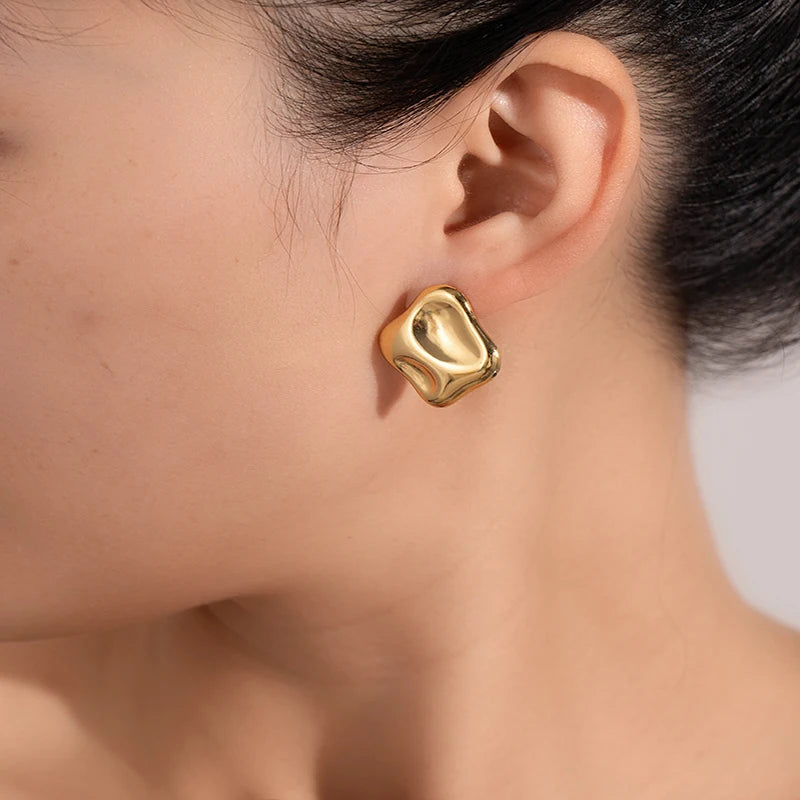 Geometric Pleated Stud Earring Set
