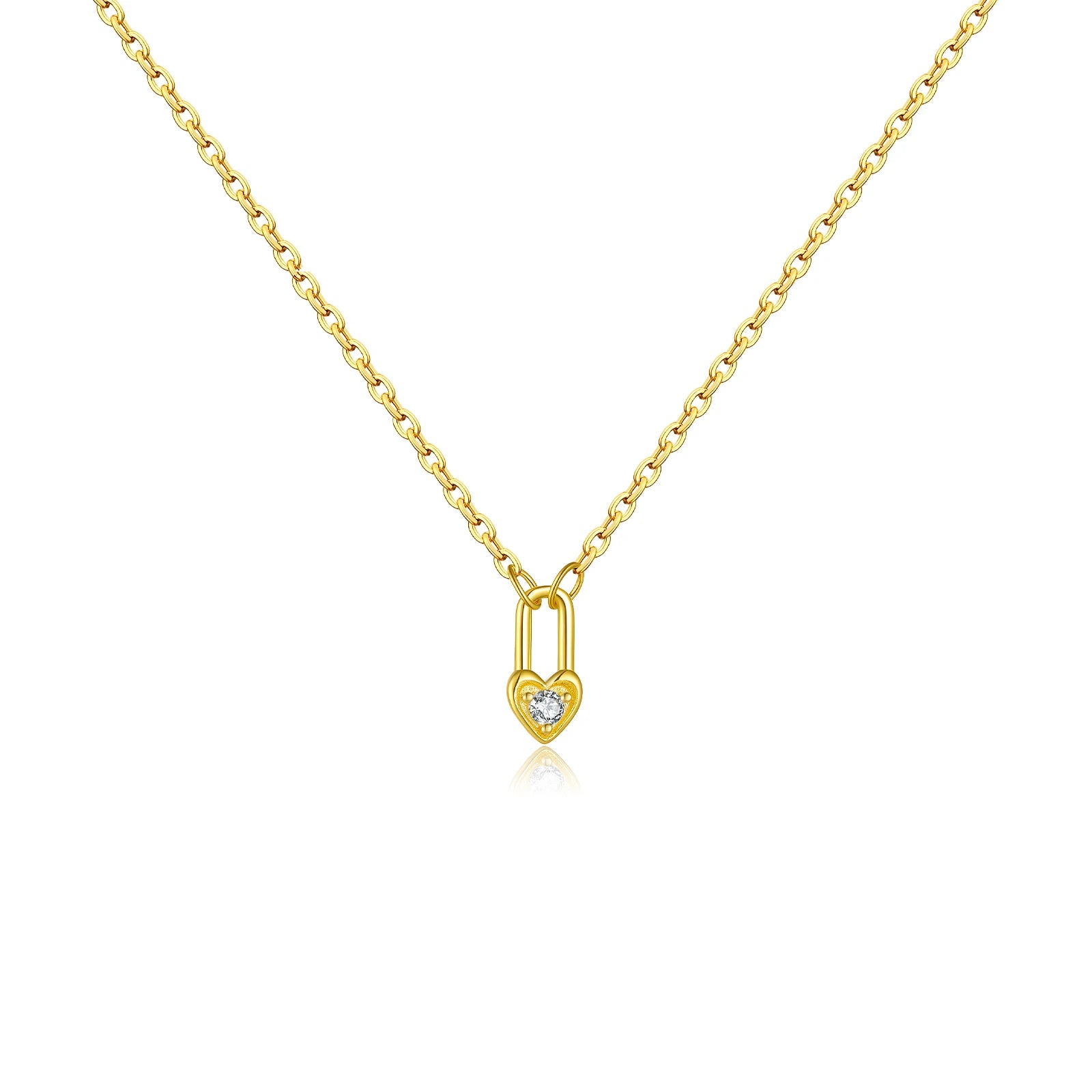 Chic Heart Padlock Necklace with Key