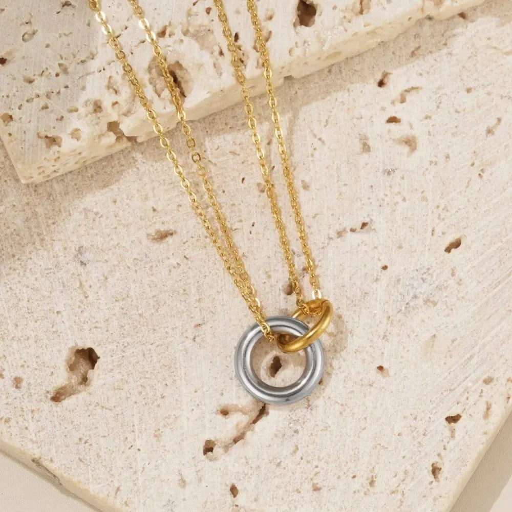 Elysian Harmony Double Circle Pendant Necklace