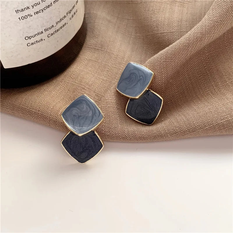 Retro Gold and Silver Multi-Circle Stud Earrings