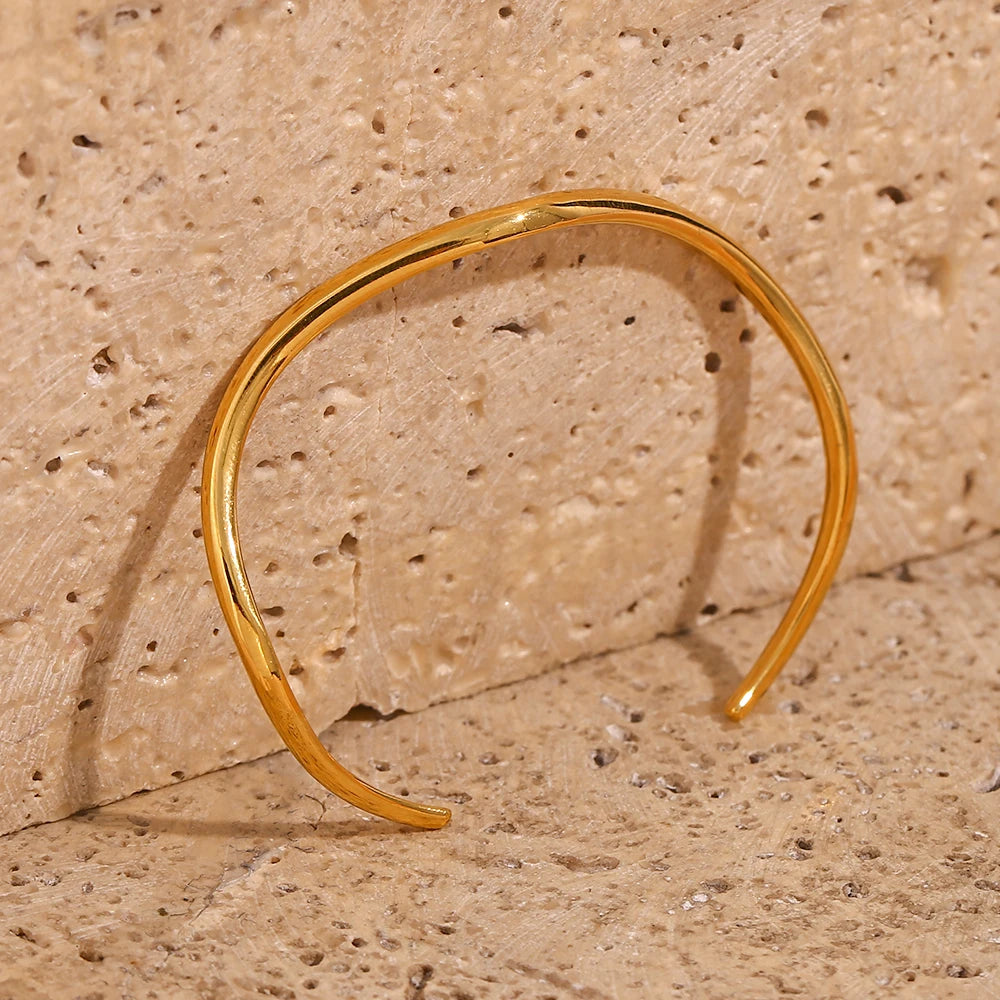 Wave-Inspired Stainless Steel Cuff Bracelet