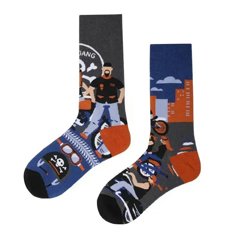 New Fashion Socks AB Asymmetric Mandarin Duck Socks for Men and Women Medium High Tube Cotton Socks
