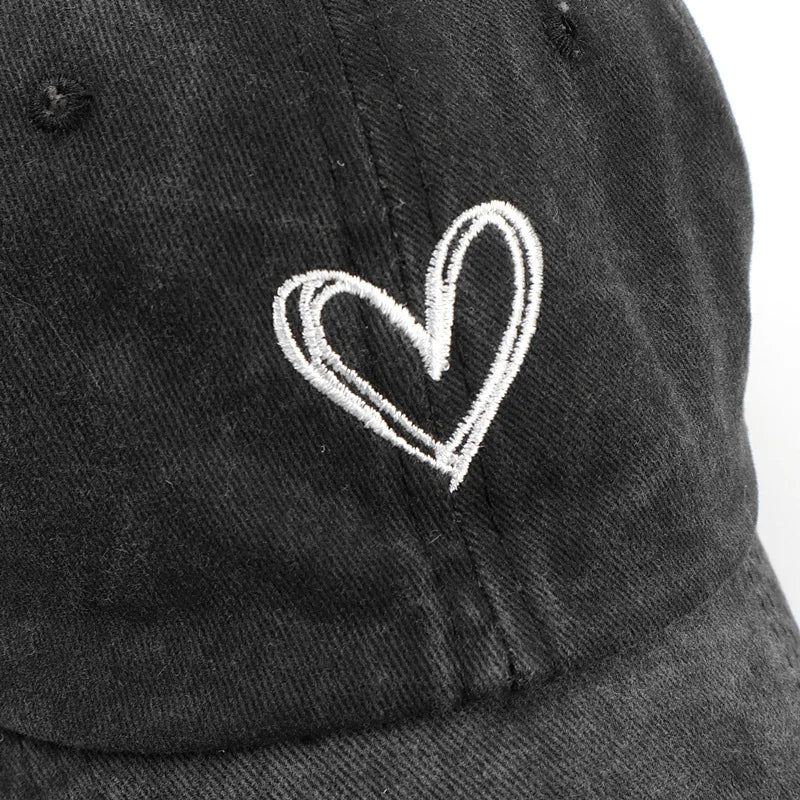 Adjustable Retro Washed Distressed Love Embroidered Basketball Cap
