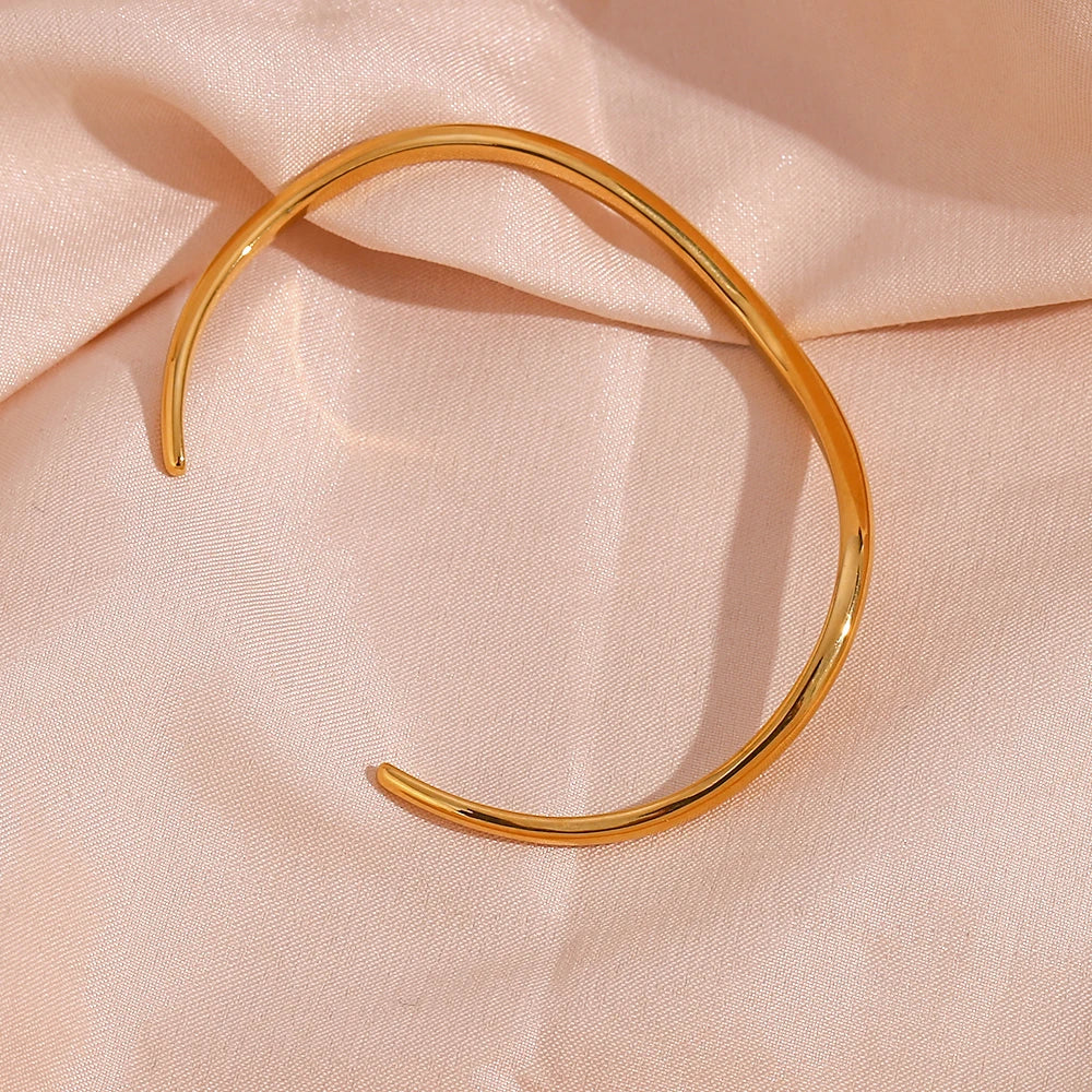 Wave-Inspired Stainless Steel Cuff Bracelet