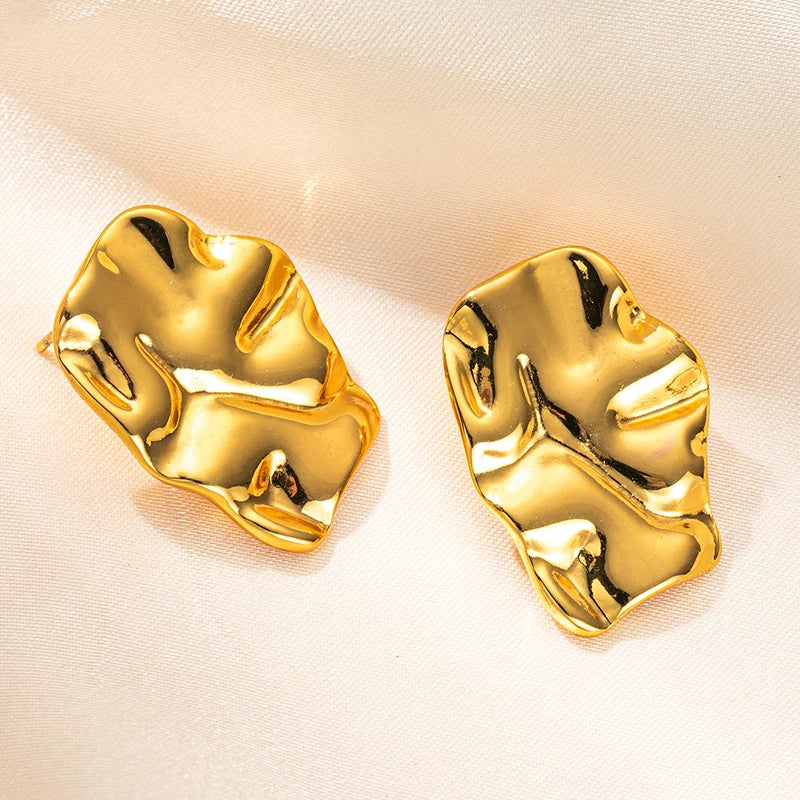 Geometric Pleated Stud Earring Set