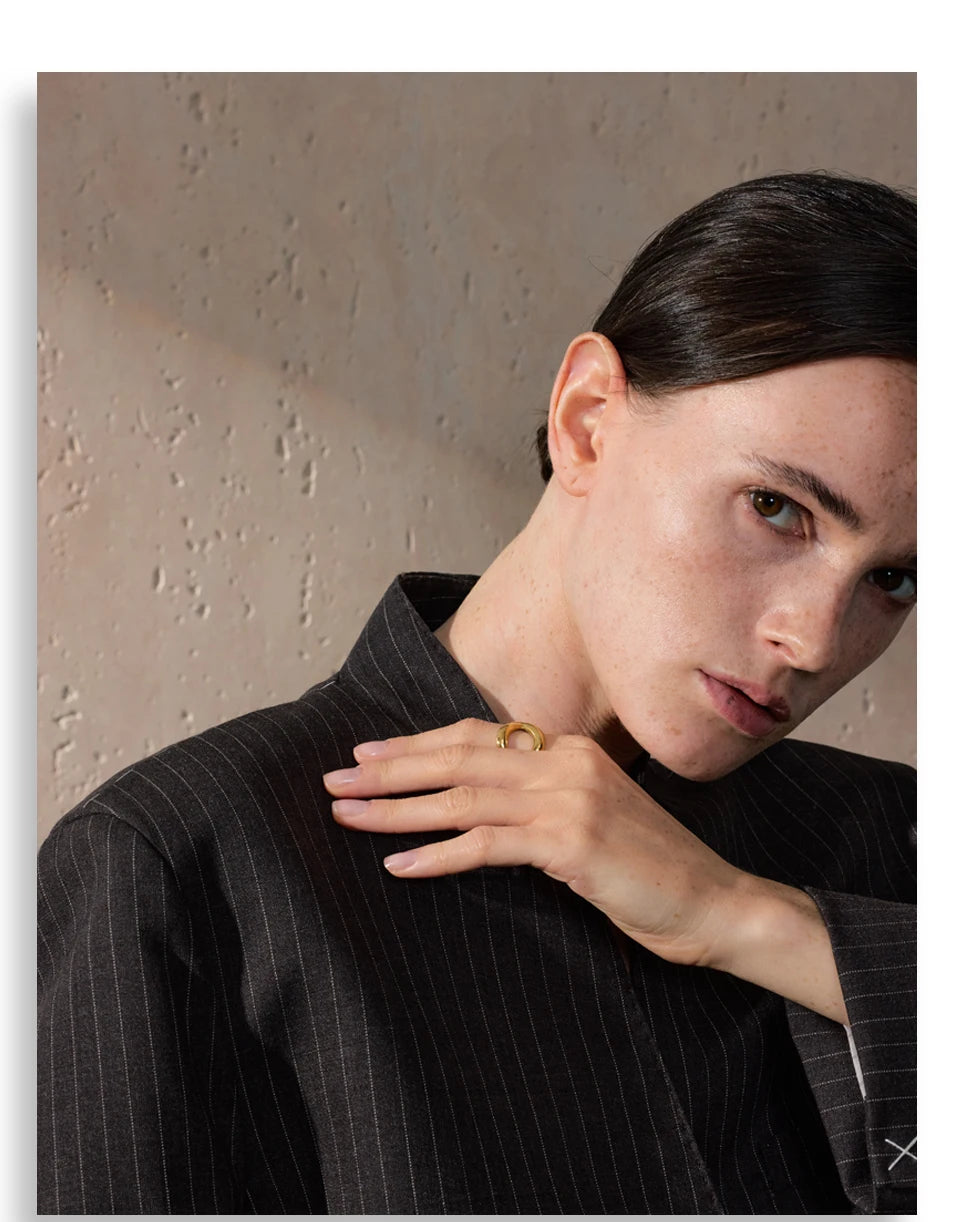 Geometric X-Shape Stainless Steel Statement Ring
