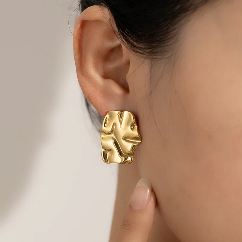 Geometric Pleated Stud Earring Set