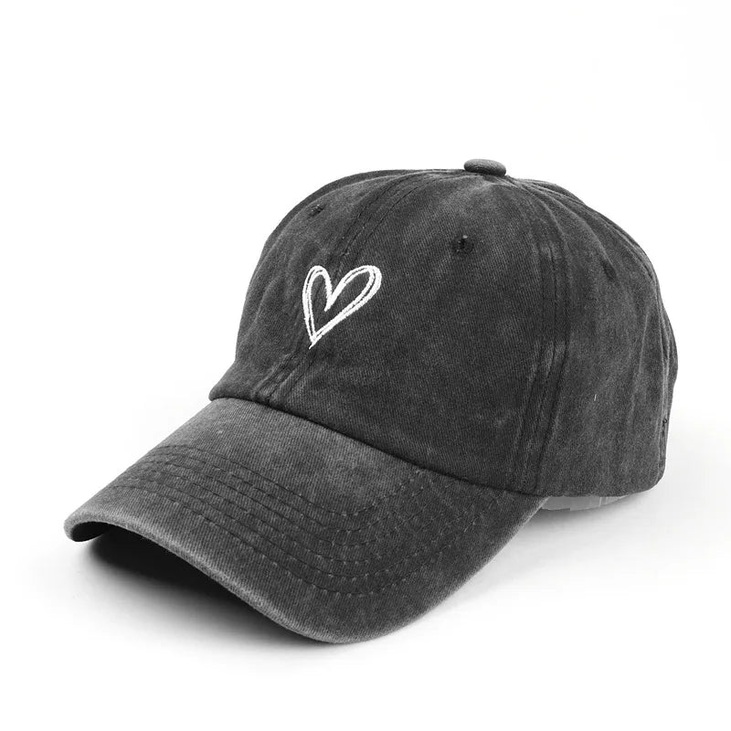Adjustable Retro Washed Distressed Love Embroidered Basketball Cap