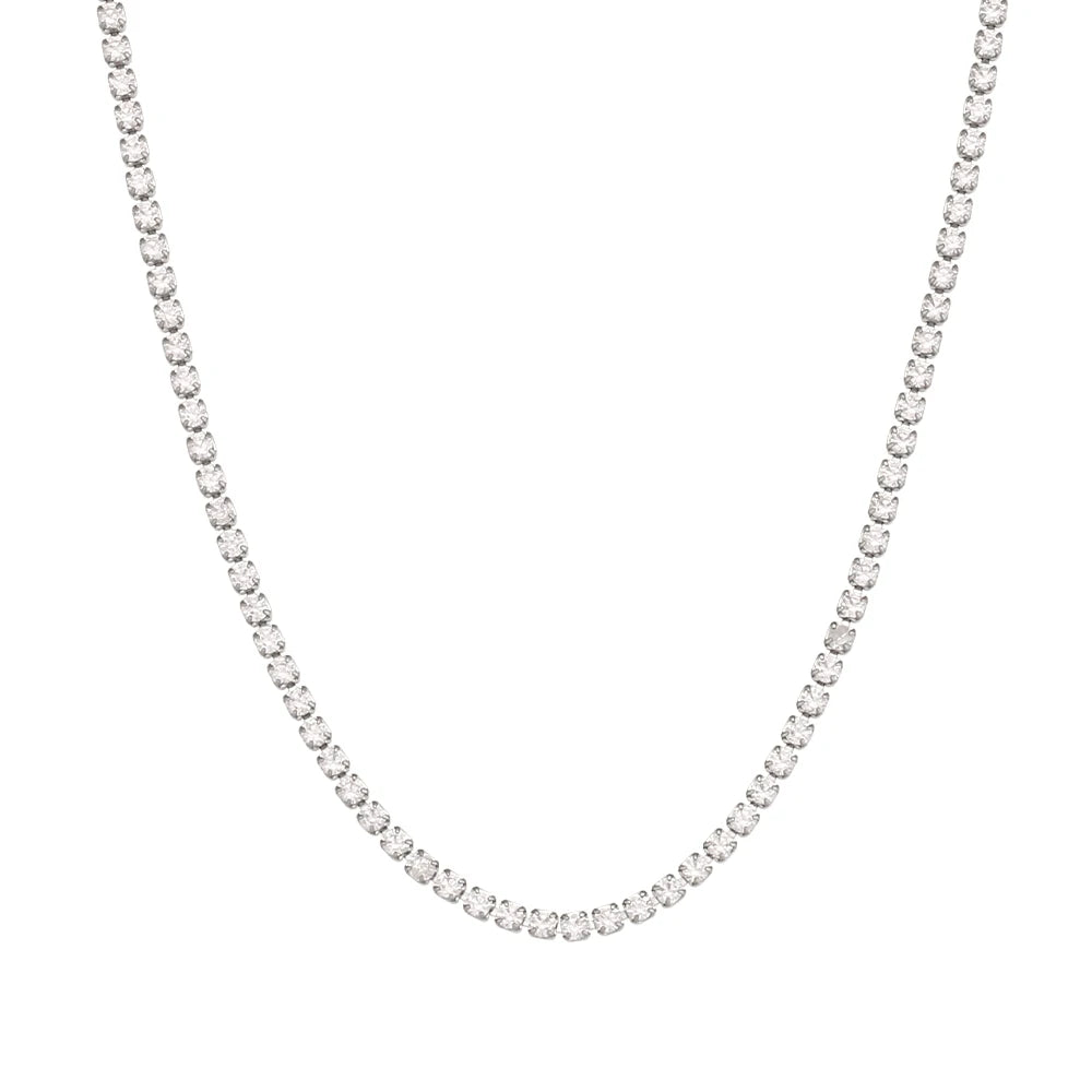 Minimalist Zircon Chain Necklace and Bracelet Set