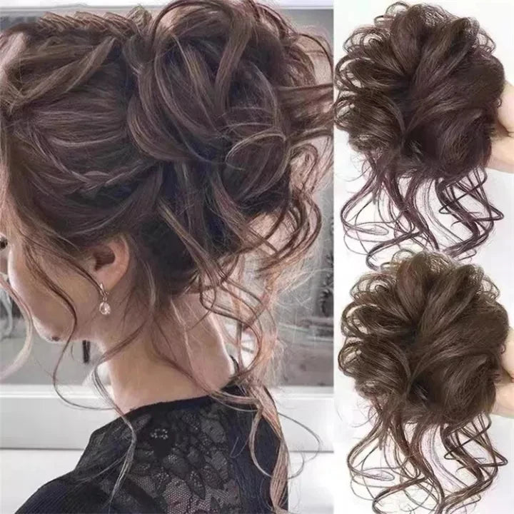 Wavy Messy Updo Scrunchy Effortless Synthetic Hair Bun Accessory